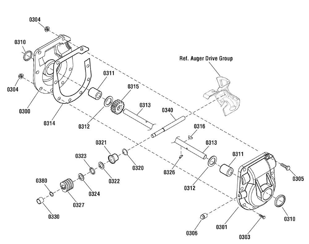 Gear Case Assembly (1753711) Diagram and Parts List for 1696230-00-CH842100SE  Briggs and Stratton Snow Blower